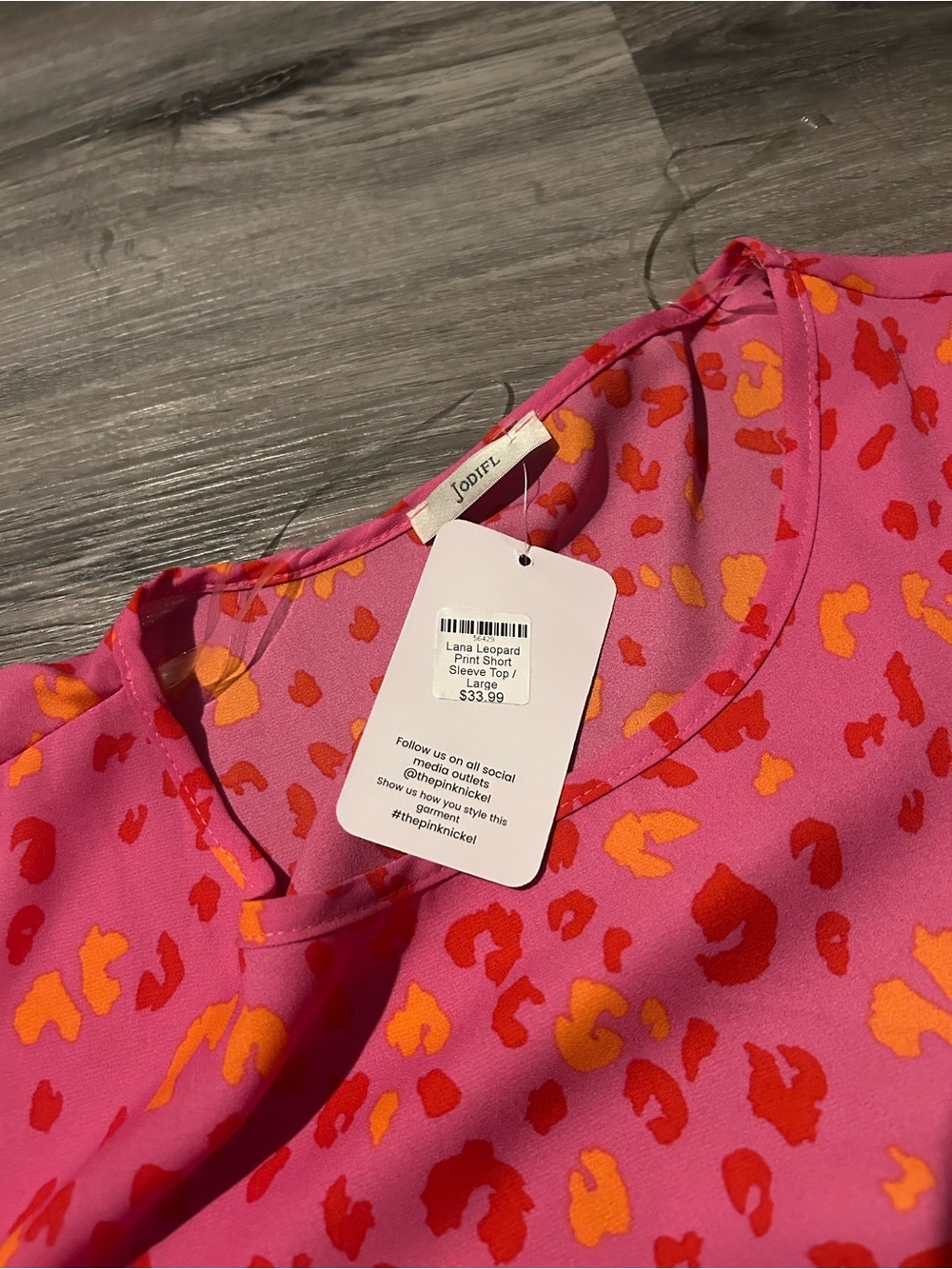 Pink Animal Print Short Sleeve Top - Picture 6 of 8